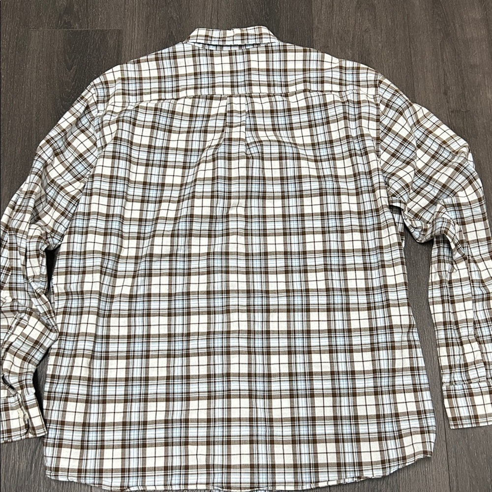 Johnnie-O Men's Brown and Blue Plaid Long Sleeve Shirt - Picture 3 of 5